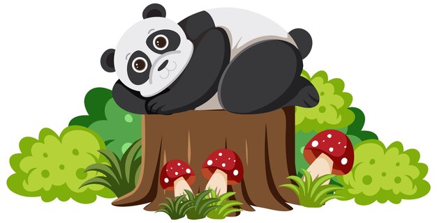 Cute panda bear in flat cartoon style