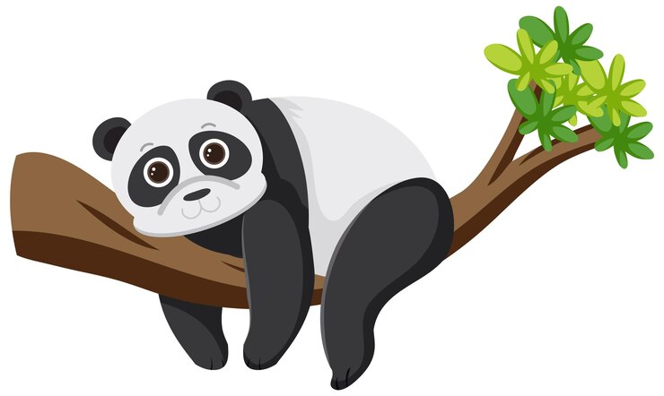 Free Vector cute panda bear in flat cartoon style