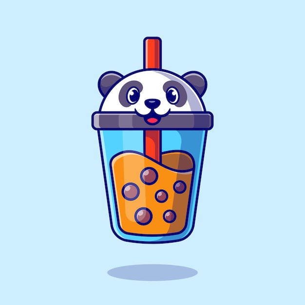 Cute Panda Boba Milk Tea Cartoon