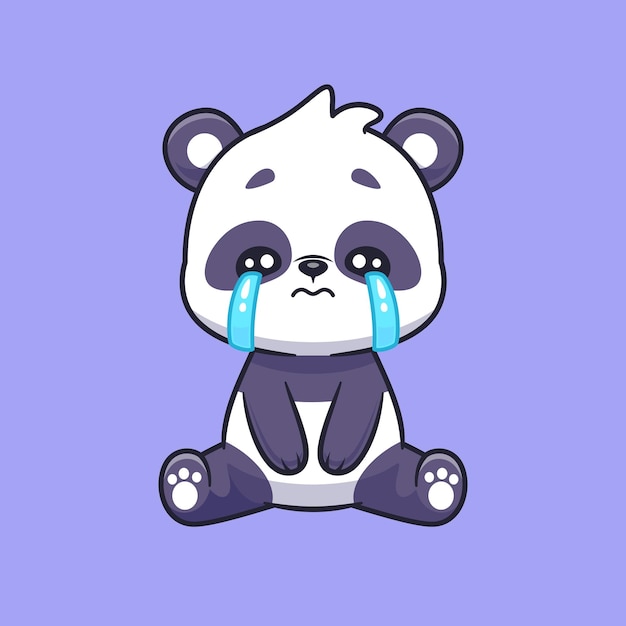 Free vector cute panda crying cartoon vector icon illustration. animal nature icon concept isolated premium flat