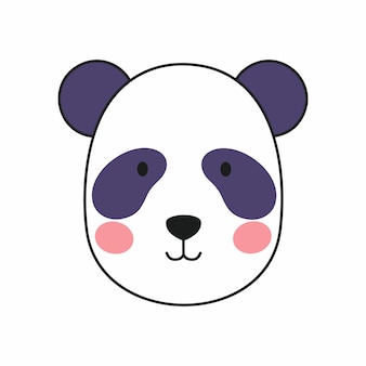 Милая панда в стиле каракули. векторный icon с лицом панды.