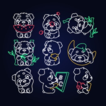 かわいいパンダかわいい顔面白い漫画絵文字をソーシャルネットワークのさまざまな表現で設定します 表情アニメキャラクターと顔文字顔イラスト プレミアムベクター かわいいパンダかわいい顔面白い漫画絵文字をソーシャルネットワークのさまざまな表現で設定します 表情アニメキャラクターと顔文字顔イラスト プレミアムベクター