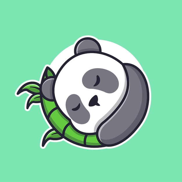 Free vector cute panda sleeping with bamboo cartoon vector icon illustration animal nature icon isolated flat