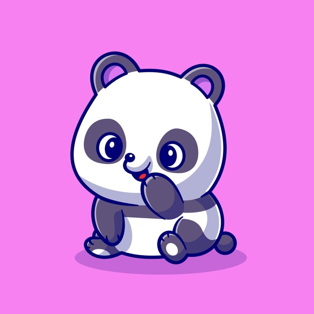 Cute Panda Smiling Cartoon Vector Icon Illustration. Animal Nature Icon Concept Isolated Premium Vector. Flat Cartoon Style