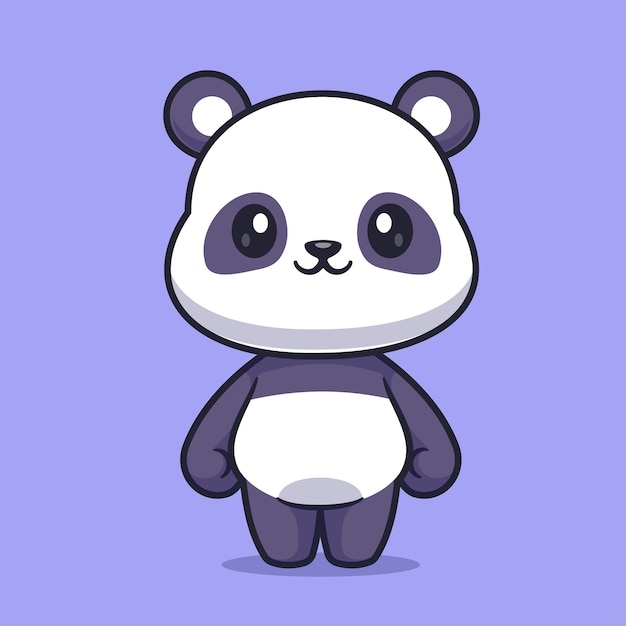 Бесплатное векторное изображение Милая panda standing cartoon векторная икона иллюстрация животная природа икона изолированный плоский вектор