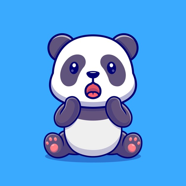 Cute Panda Surprised Cartoon Vector Icon Illustration. Animal Nature Icon Concept Isolated Premium Vector. Flat Cartoon Style