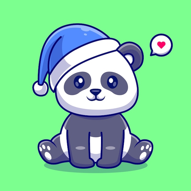 Милая панда зима с шапочкой мультфильм вектор икона Иллюстрация Икона природы животных изолированные