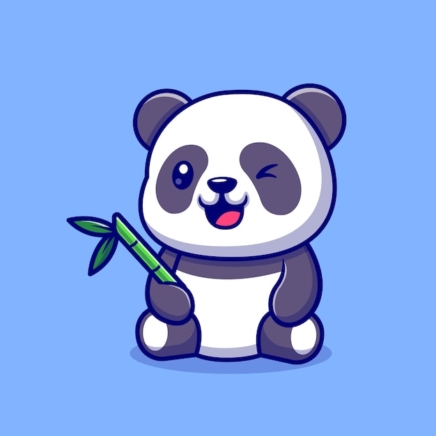 Free vector cute panda with bamboo