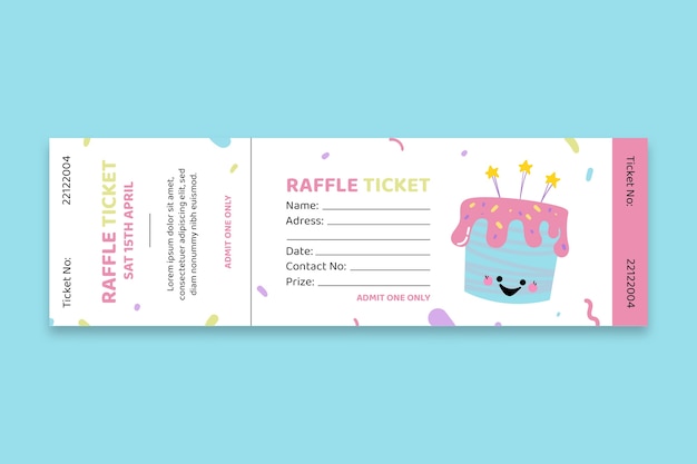 Free vector cute pastel birthday raffle ticket