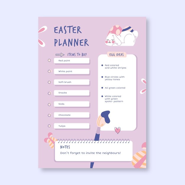 Cute pastel easter planner template