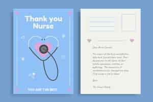 Free vector cute pastel nurse thank you postcard