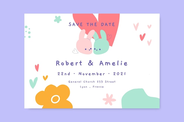 Cute pastel save the date wedding invitation