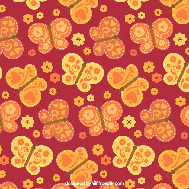 Free vector cute  pattern of butterflies and flowers