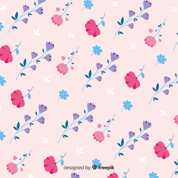 Симпатичный узор из цветов на розовом фоне