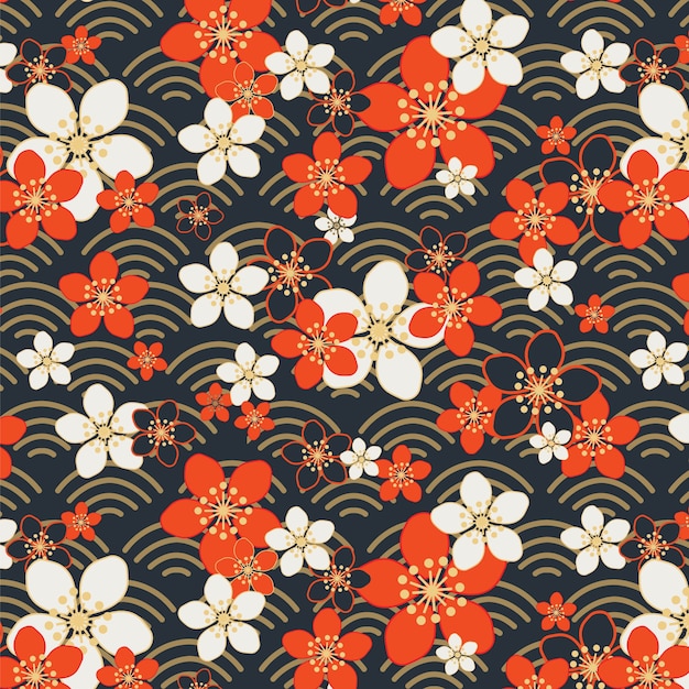 Cute pattern of flowers in warm colors