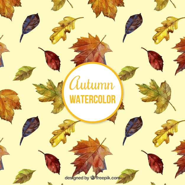 Cute pattern of watercolor leaves 