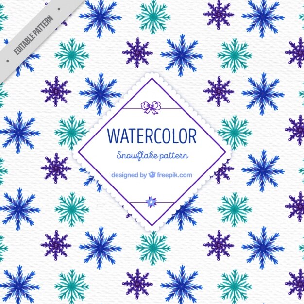 Free vector cute pattern of watercolor snowflakes