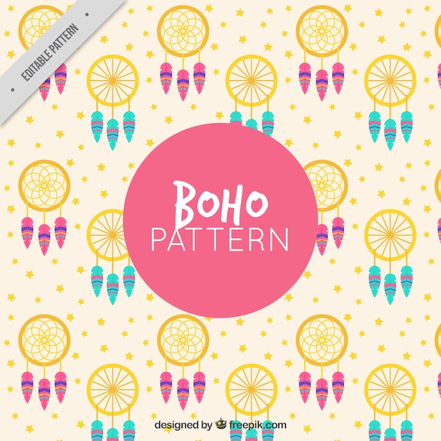 Cute pattern with dreamcatchers and stars