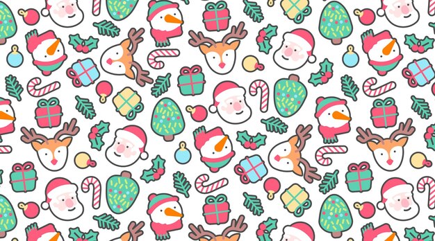 Cute pattern with handdrawn Chritsmas elements