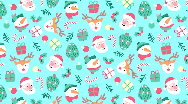 Cute pattern with handdrawn chritsmas elements