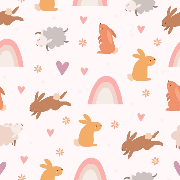 cute pattern with hares