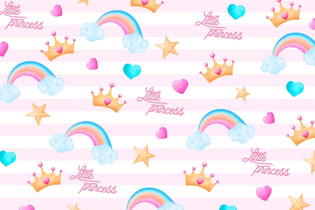 Free vector cute pattern with lovely elements for a little princess