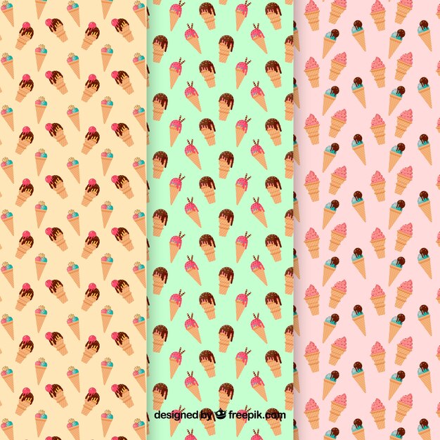 Cute patterns of ice cream in pastel color