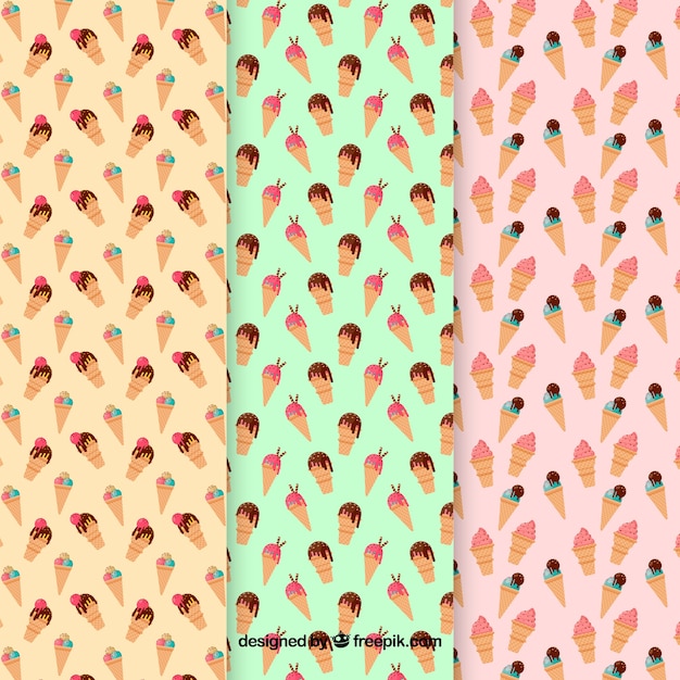 Cute patterns of ice cream in pastel color