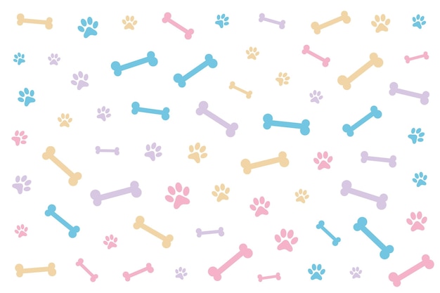 Free vector cute paw and pone pattern background design