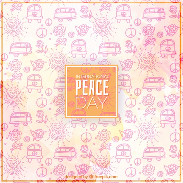 Cute peace day background with drawings