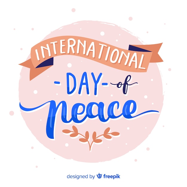 Free vector cute peace day lettering background