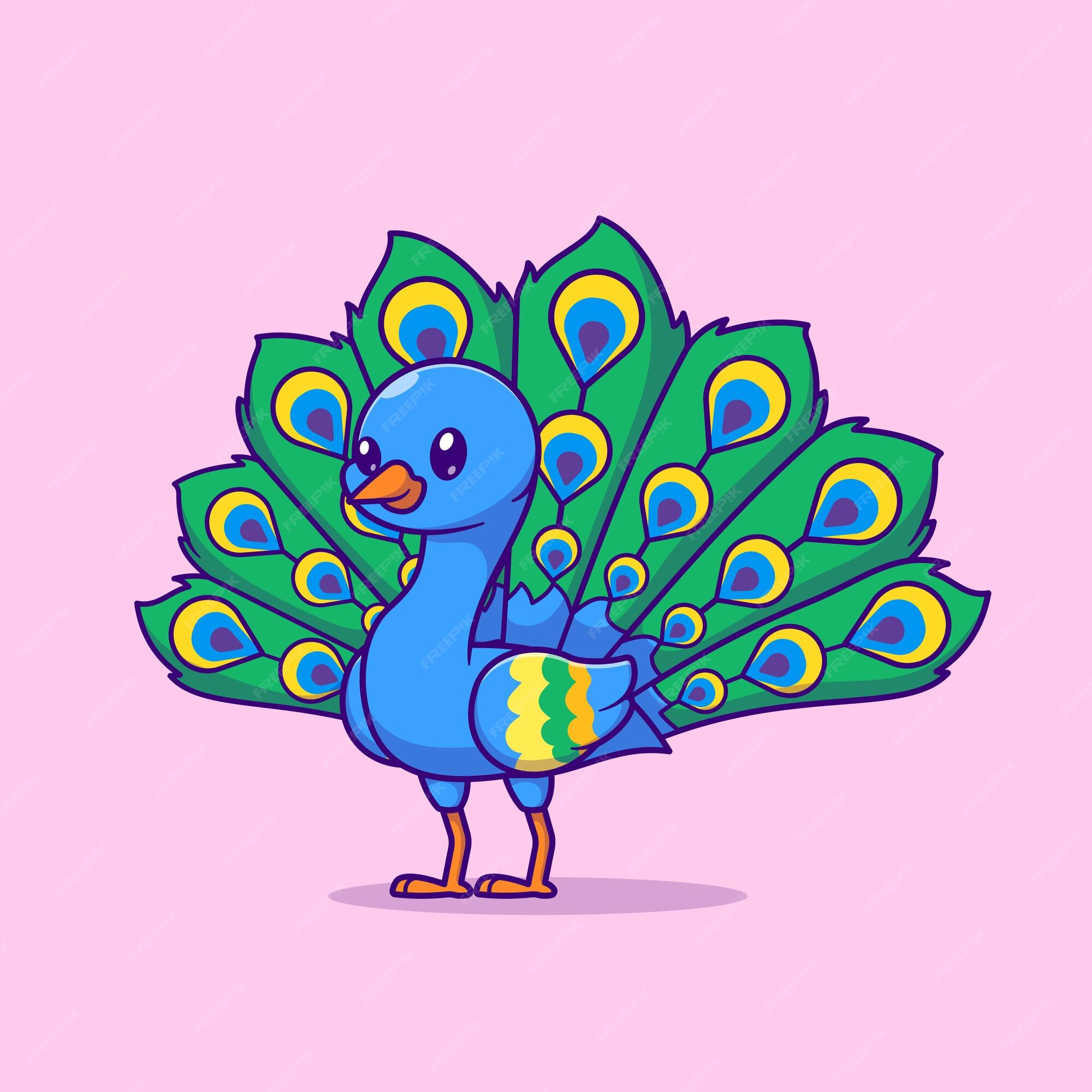 Free Vector | Cute peacock bird cartoon vector icon illustration. animal  nature icon concept isolated premium flat