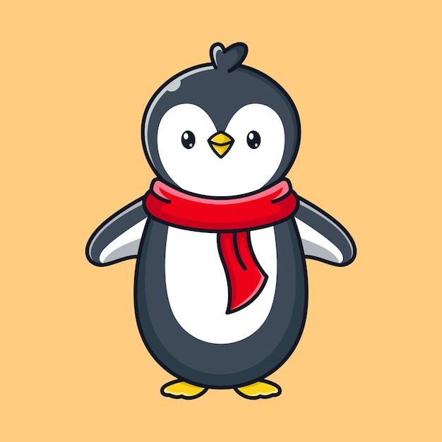 Cute penguin character logo design template for winter mascot