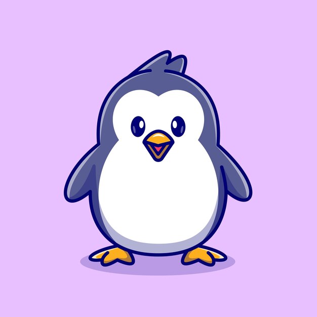 Cute Penguin Standing Cartoon Vector Icon Illustration Animal Nature Icon Concept Isolated Premium