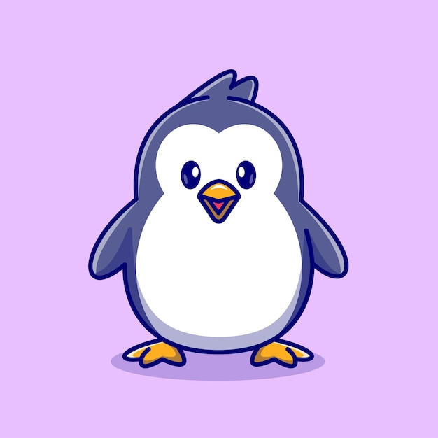 Cute Penguin Standing Cartoon Vector Icon Illustration Animal Nature Icon Concept Isolated Premium