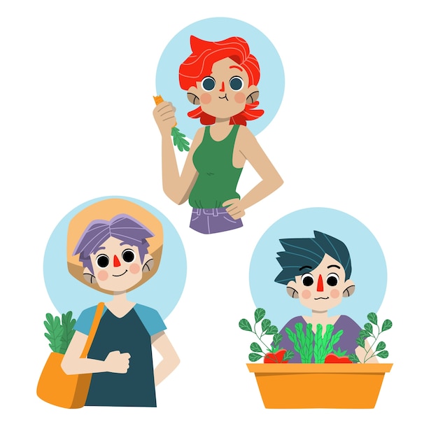 Cute people green lifestyle with plants