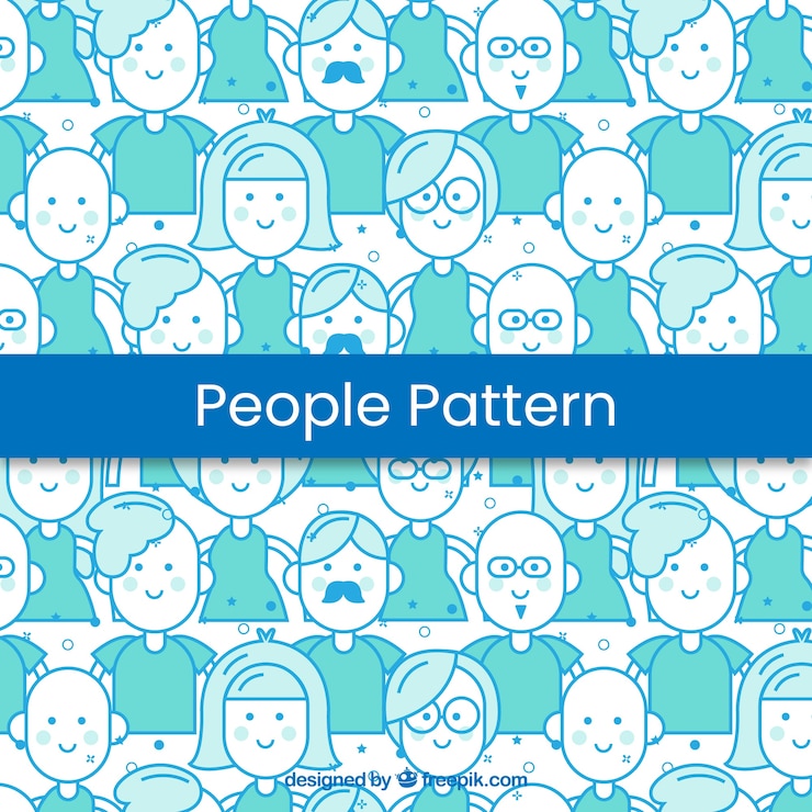 Free Vector cute people pattern with flat design