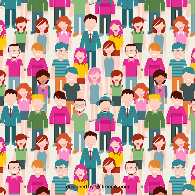 Cute people pattern with flat design
