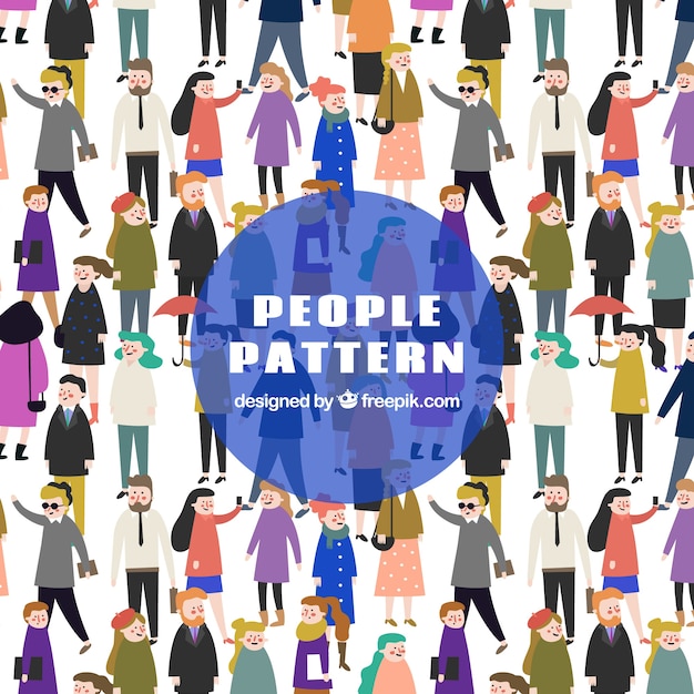 Free vector cute people pattern with flat design