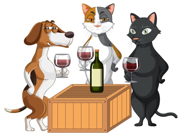 cute pet party on the white background