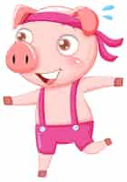 Vettore gratuito personaggio dei cartoni animati di maiale carino che lavora