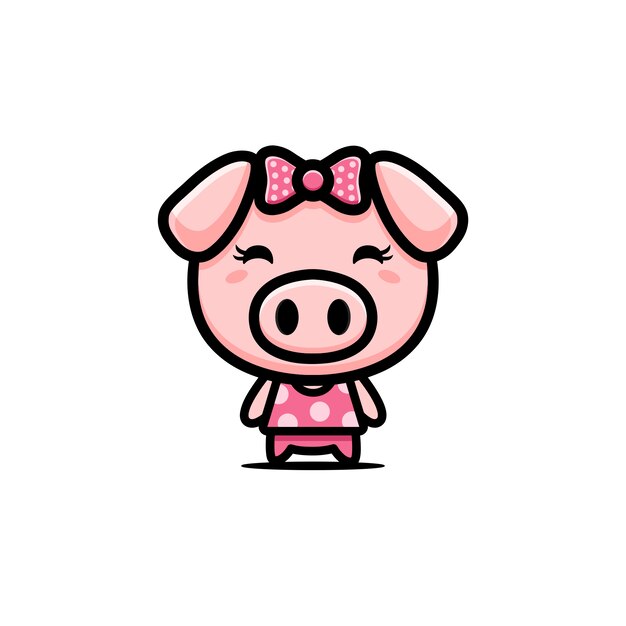 かわいいブタのキャラクターデザイン プレミアムベクター