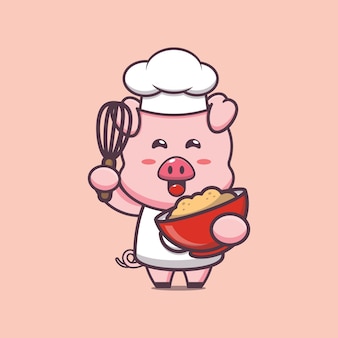 保育園の装飾のためのかわいい豚シェフイラスト プレミアムベクター 保育園の装飾のためのかわいい豚シェフイラスト プレミアムベクター