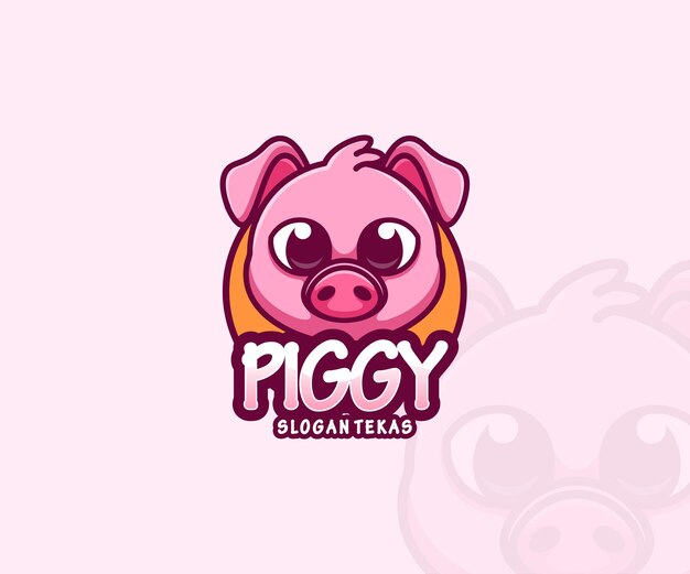 귀여운 돼지 그림 벡터 아이콘 mascotflat 만화 디자인 스타일