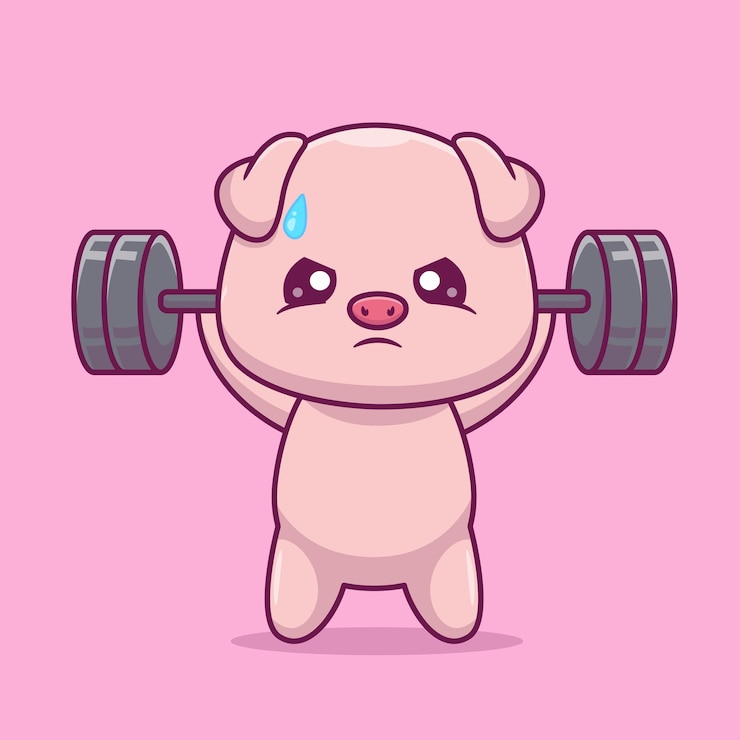 Free Vector cute pig lifting barbell cartoon vector icon illustration animal sport icon isolated flat vector