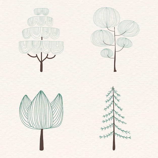 Cute pine tree sticker set