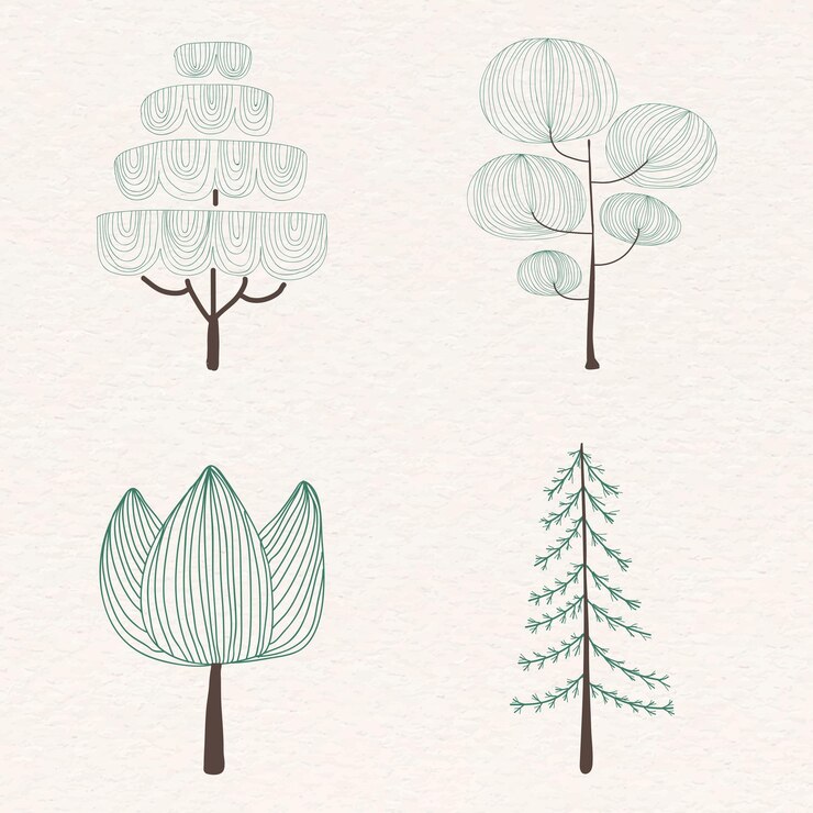 Free Vector cute pine tree sticker set