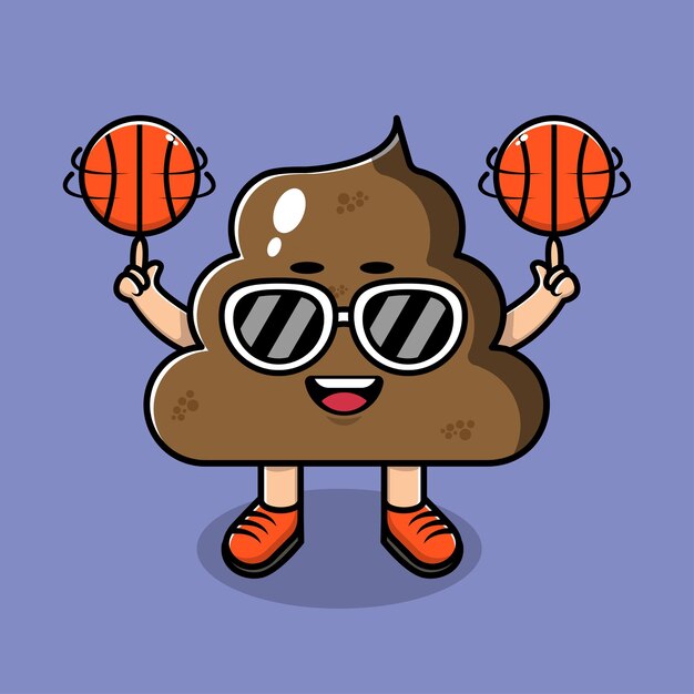 Premium Vector Cute Pug Dog Playing Basket Ball Cartoon Character Illustration