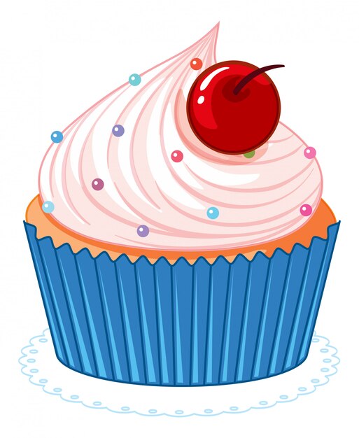 Cute pink cartoon cupcake