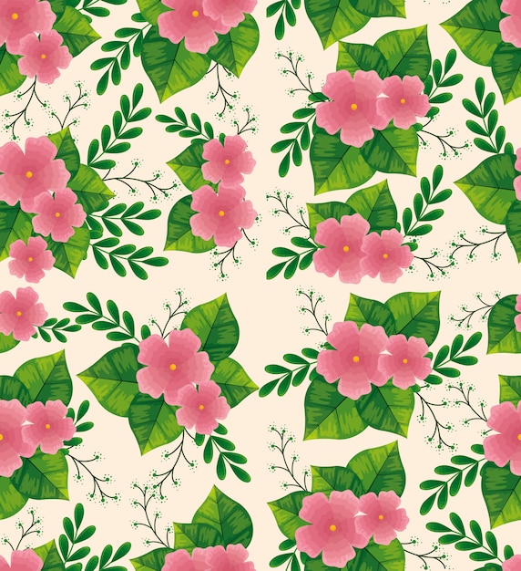 나뭇잎 패턴으로 귀여운 핑크 꽃